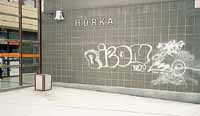 BIZON na stn stanice metra Hrka je typick throw-up* - nevybarven tlust psmena.