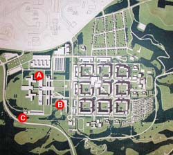T�et� studie souboru staveb, ve kter� se je�t� po��talo s nemocnic� (A), domovem d�chodc� (B) a Dalejskou spojkou (C)